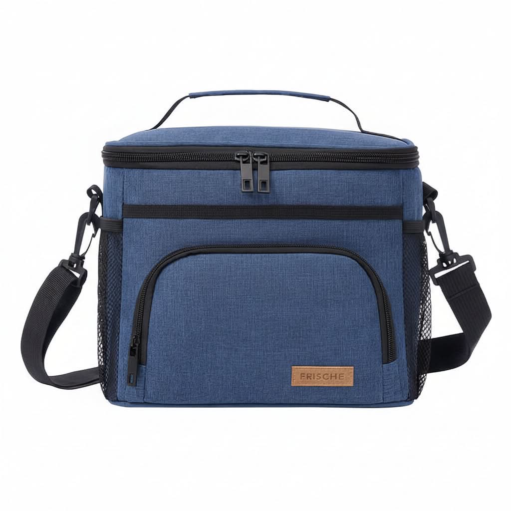 Large Insulated Lunch Tote Bag | Black, Navy or Gray | Adjustable Strap & Zipper Closure for Work, School & Travel