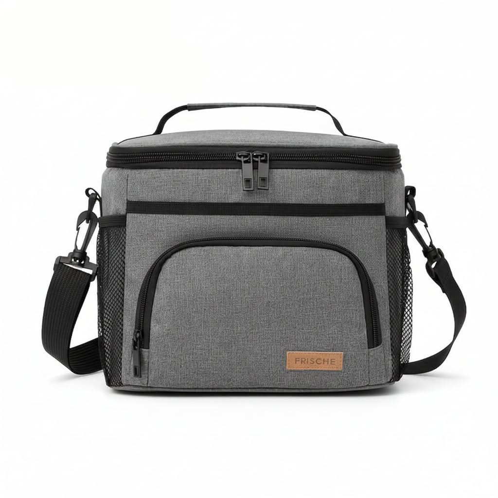 Large Insulated Lunch Tote Bag | Black, Navy or Gray | Adjustable Strap & Zipper Closure for Work, School & Travel