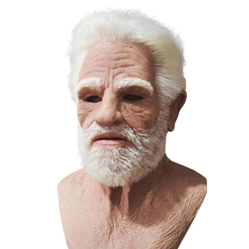 Realistic elderly man full-face latex Halloween mask, style 1
