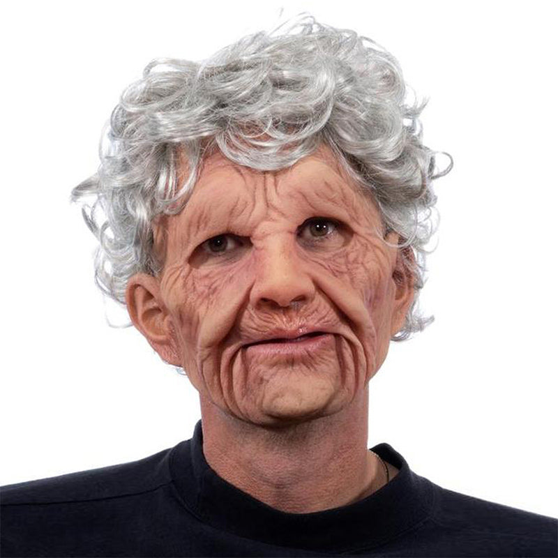 Realistic elderly man full-face latex Halloween mask, style 13
