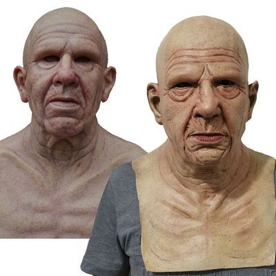 Realistic full-head old man latex Halloween mask, style D