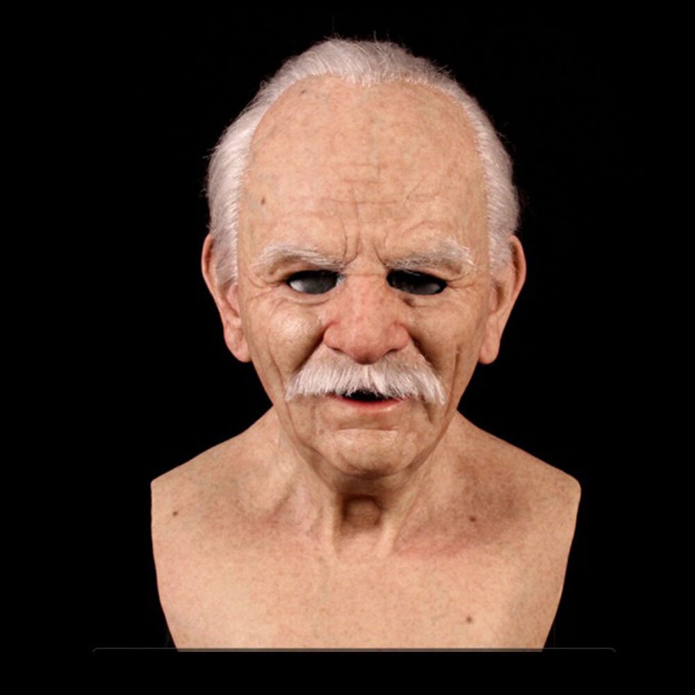 Realistic full-head old man latex Halloween mask, style F