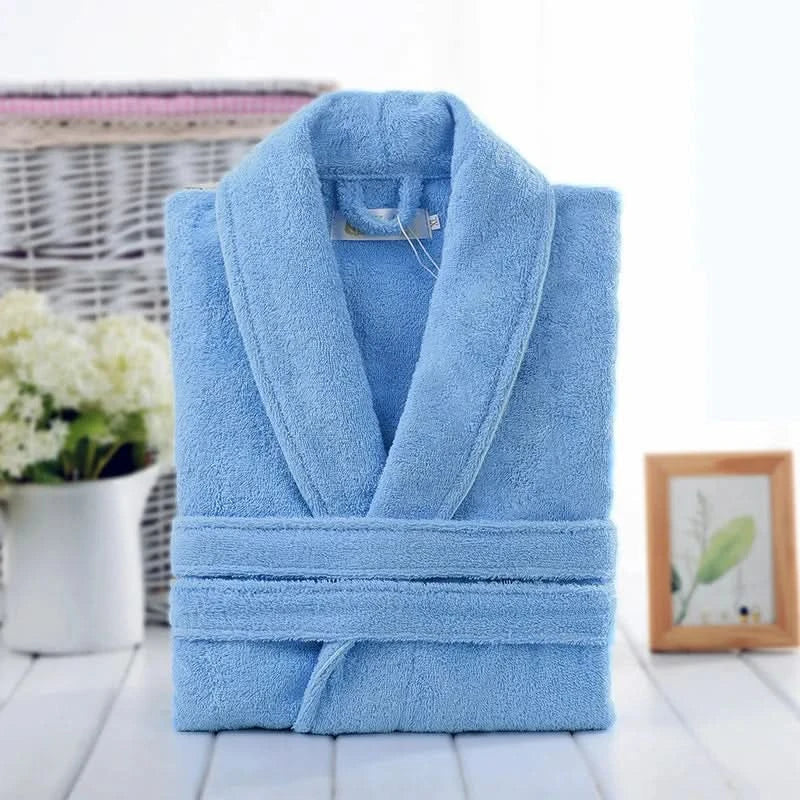 Unisex Terry Cotton Bathrobe 43 In Length | 6 Colors | Soft Cozy Robe for Bath, Spa, Lounging & Everyday Home Comfort