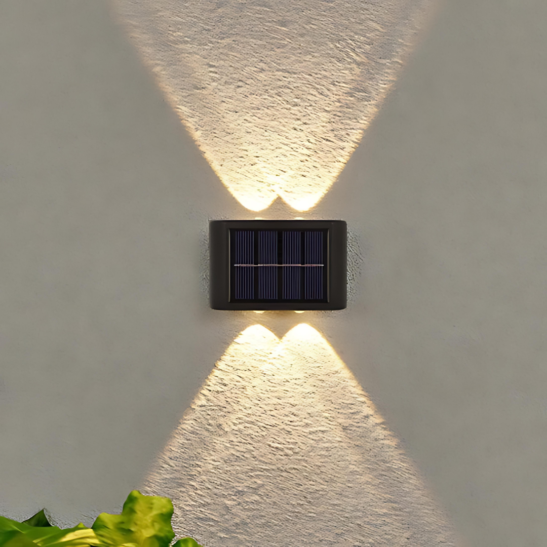 Solar Outdoor Wall Lamp with Motion Sensor | Up and Down Light for Walls, Doorways and Paths | Weatherproof, No Wiring