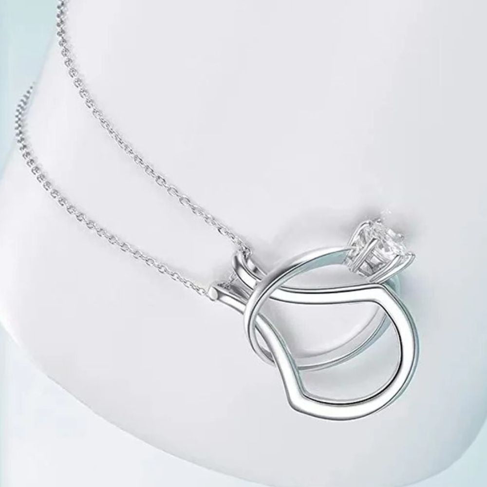 Ring Holder Pendant Necklace for Jewelry Storage | Keeps a Wedding Band Safe at Work | Hypoallergenic, Gold or Silver