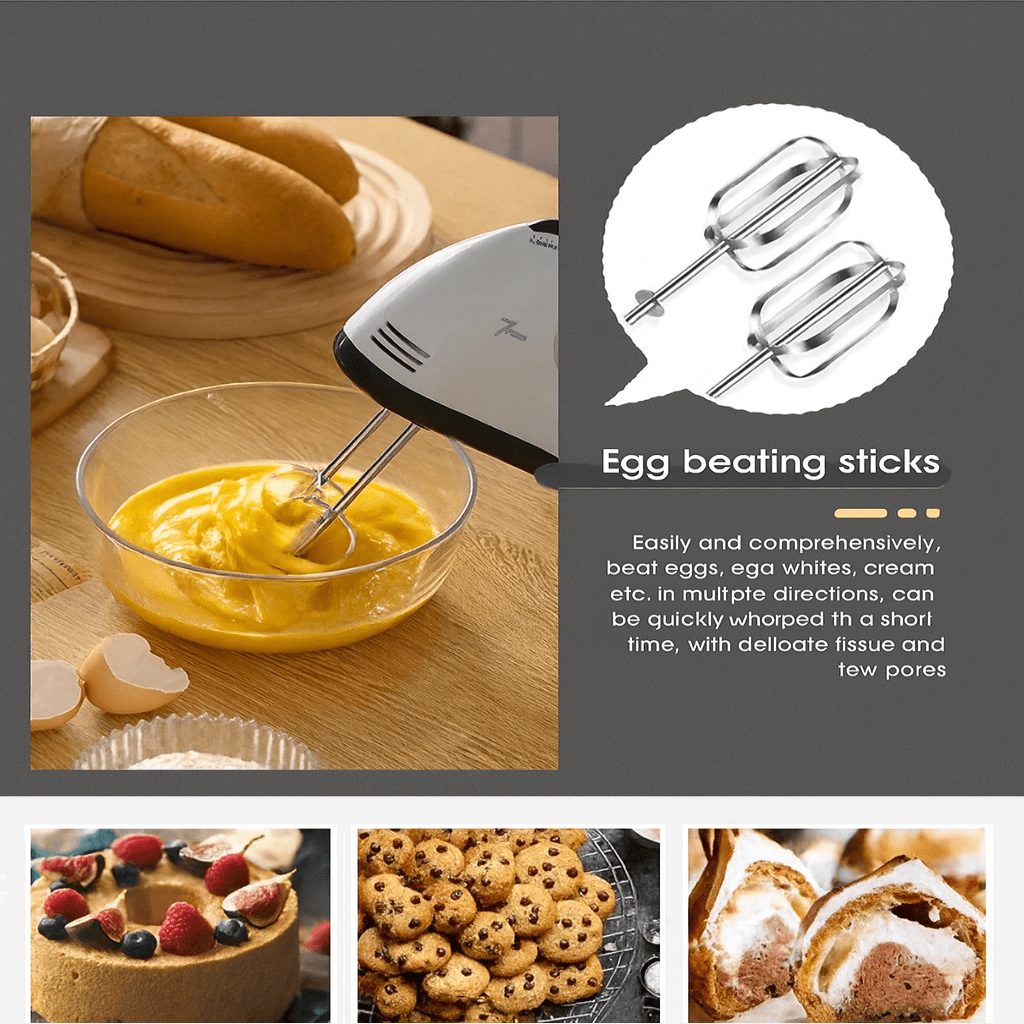 BEAT FORCE – Electric Hand Mixer with 5 Speed Settings