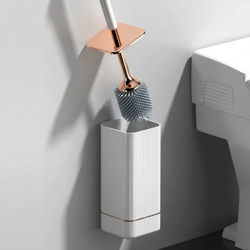 Wall-Mounted Toilet Brush with Silicone Bristles and Drip Holder | Fast-Drying Compact Design | 2 Colors