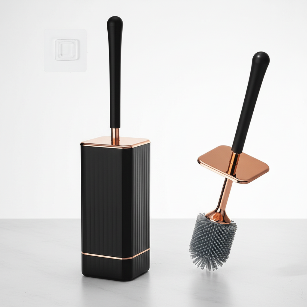 Wall-Mounted Toilet Brush with Silicone Bristles and Drip Holder | Fast-Drying Compact Design | 2 Colors
