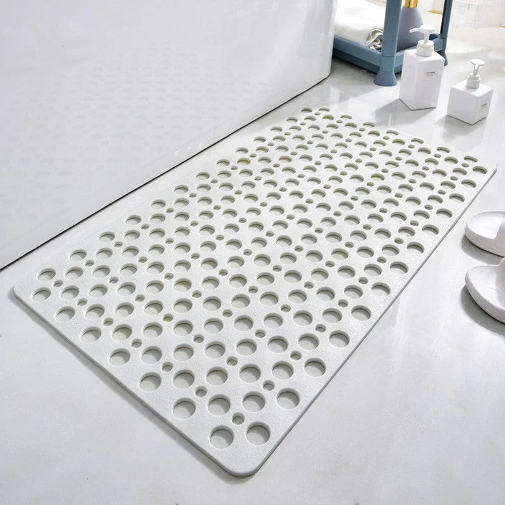 Shower Mat in PVC with TPE and Strong Suction Cups | Round Drain Holes Let Water Run Off Fast | Three Sizes, Six Colors