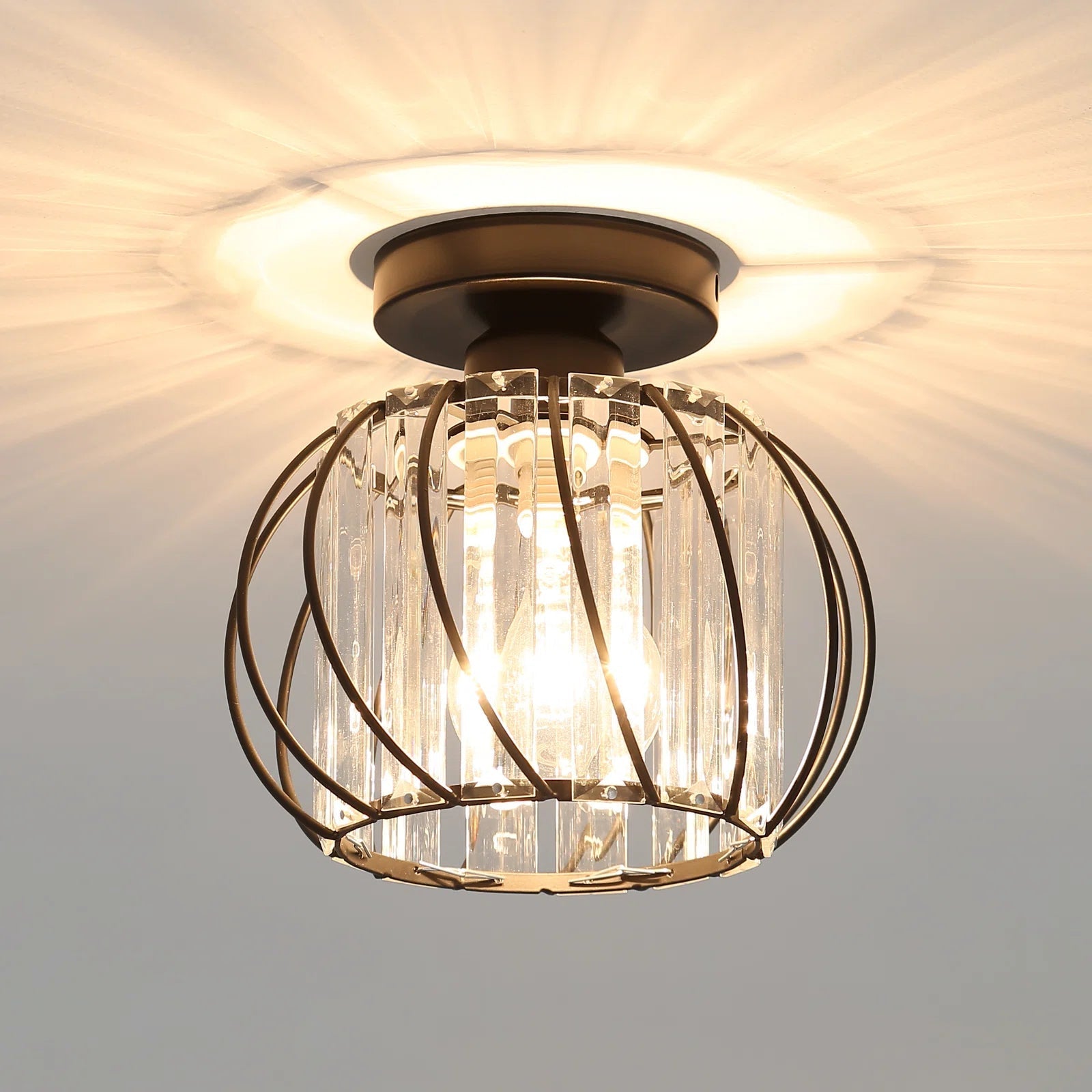 Nordic Glass Ceiling Light | Available in Black, Gold, or Silver | Minimal Design for Hallways and Living Spaces