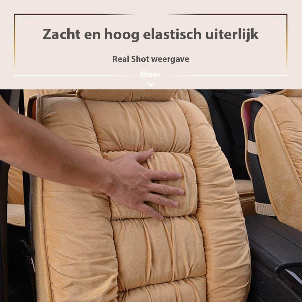Plush Car Seat Cushion with Full Backrest | 105 x 49 cm Thick Padded Winter Pad | Available in 4 Colors