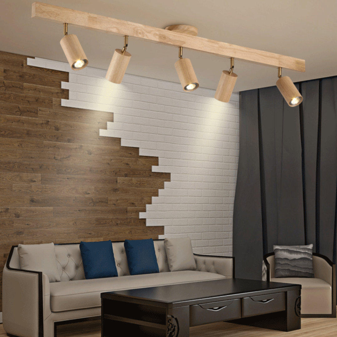 Adjustable Wooden Ceiling Spotlight