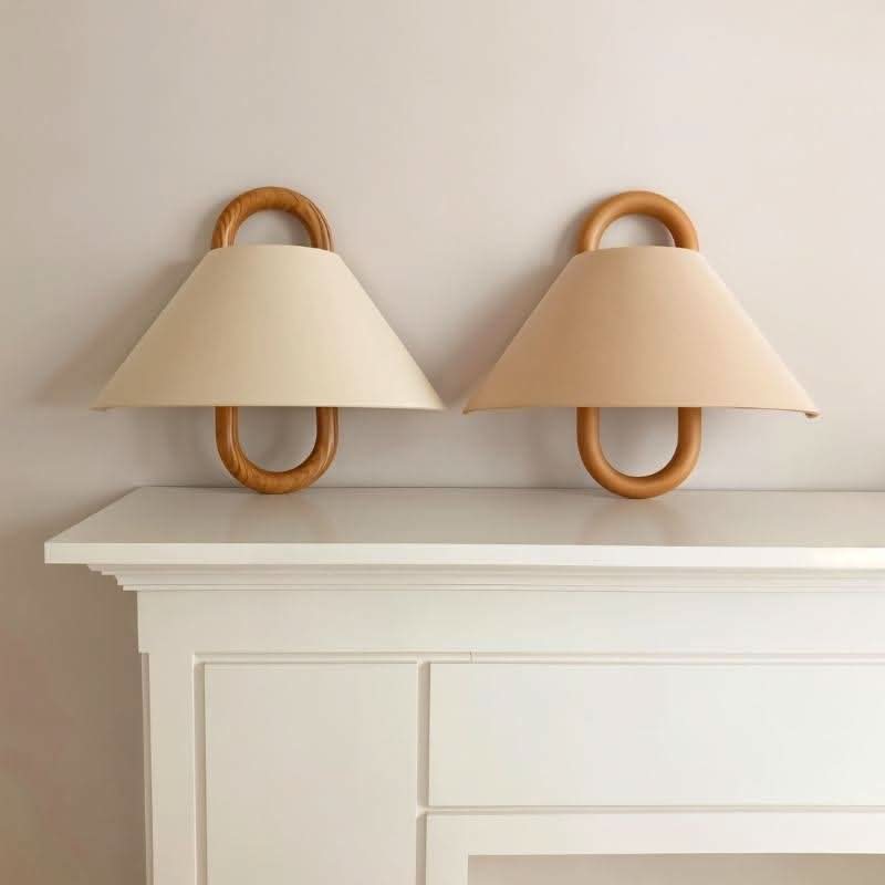 Wooden Wall Lamp Fabric Shade