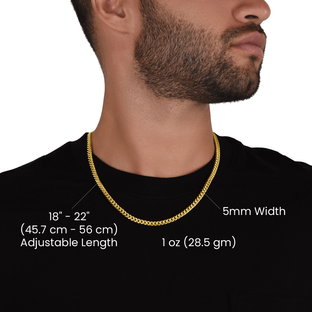 Promise Necklace for Him or Her | Cuban Link Chain in Silver or Gold | Adjustable 18 to 22 Inch with Message Card Gift Box