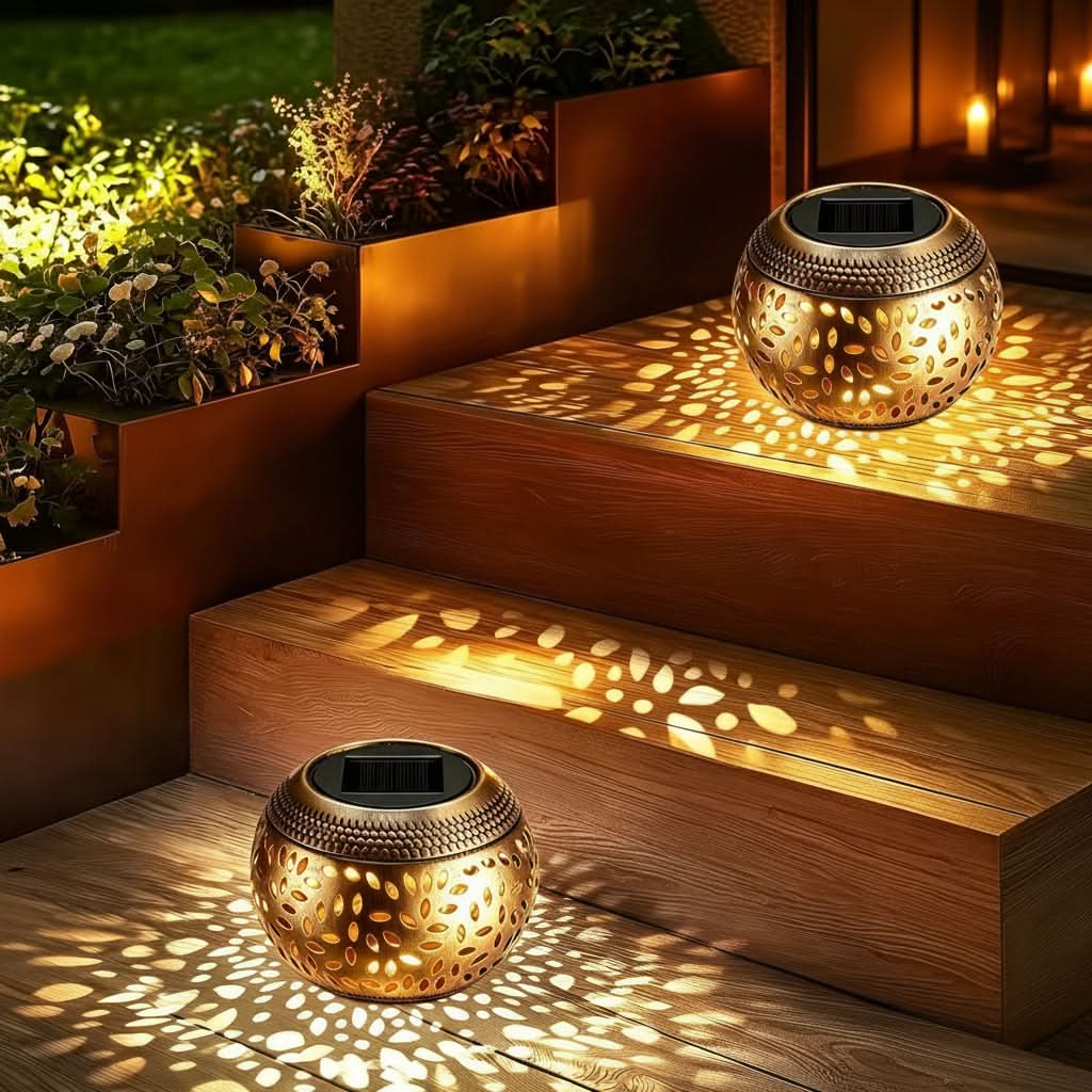 Outdoor Solar-Powered Metal Table Lamp with Toggle Switch | White, Black or Copper | Warm-White Auto-Charging Lantern