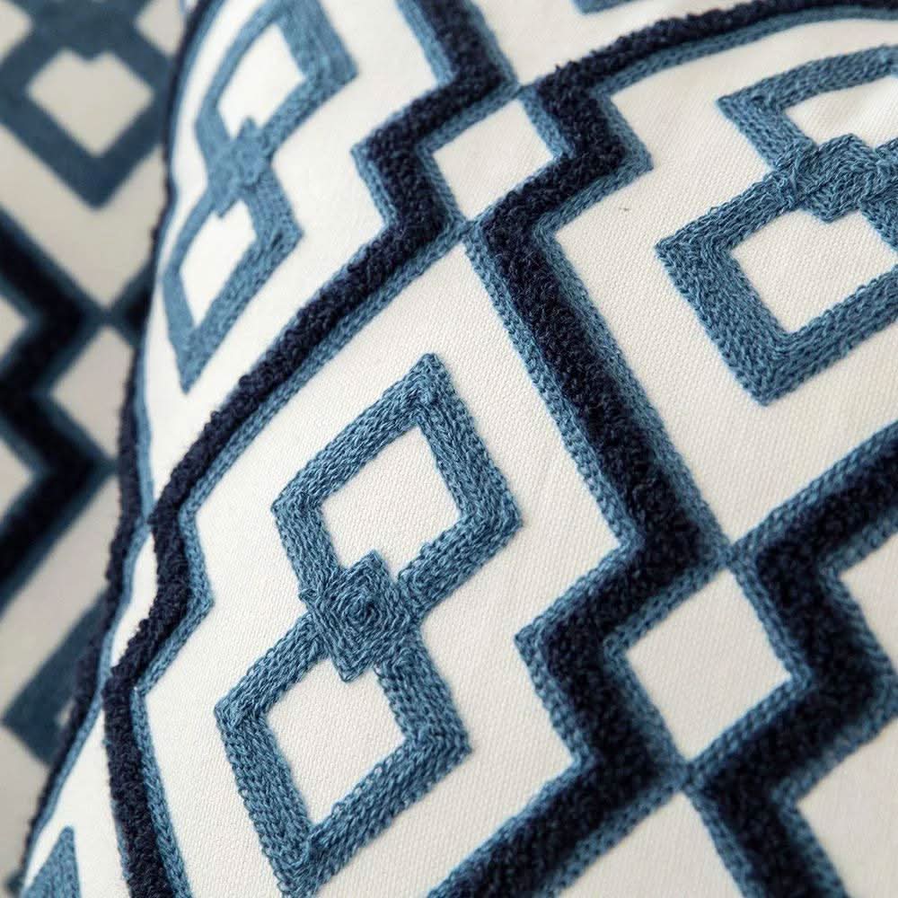 Blue Embroidered Pillow Cover Decorative Cushion