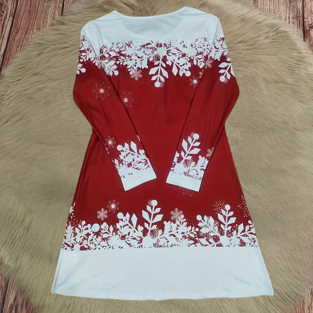 Christmas Dress for Women with Colourful Festive Print | Comfortable Holiday Party Outfit | Soft Fabric in Sizes XS to XL