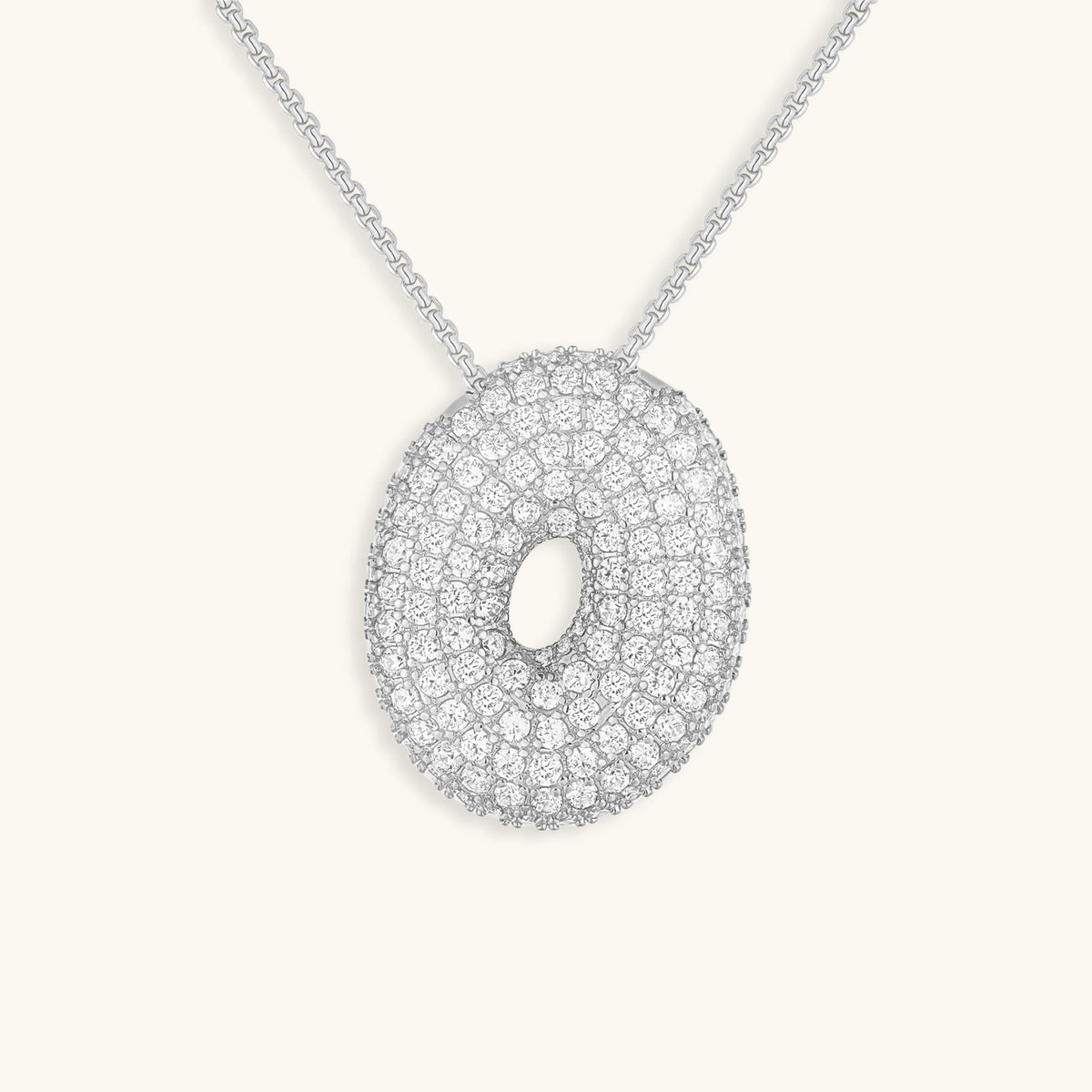 Bubble Initial Necklace in 14K Gold Plated or Stainless Steel | Pave Stone Letter Pendant | Hypoallergenic Jewelry for Daily Wear