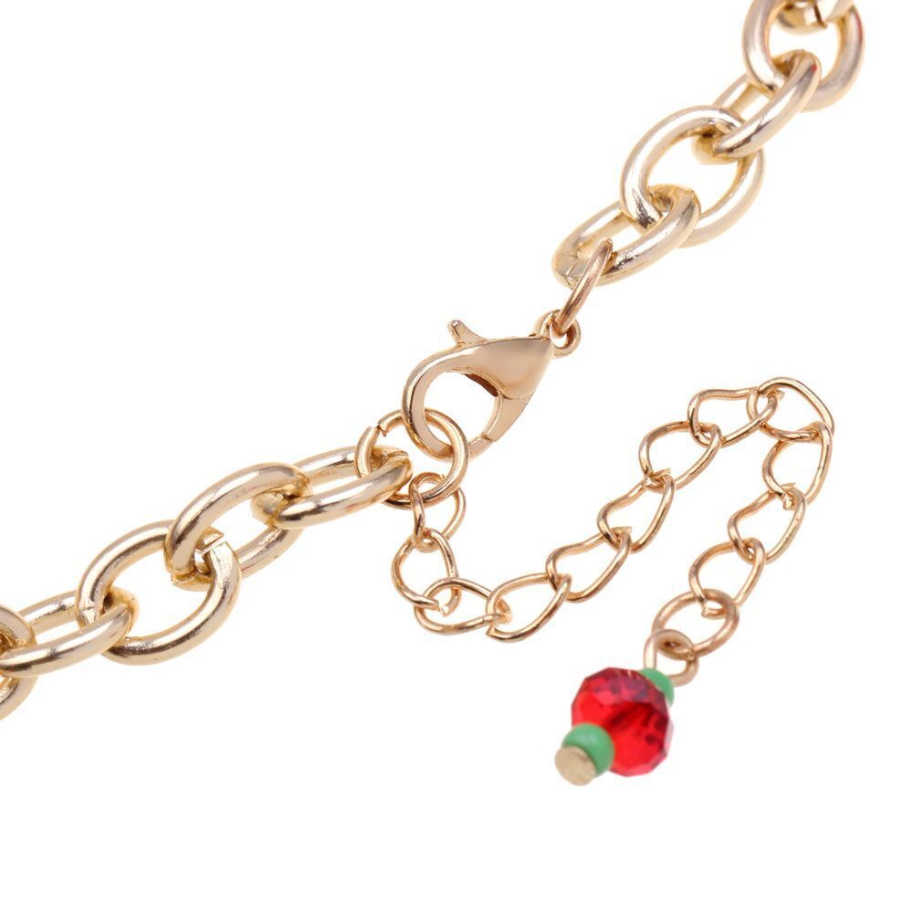 Christmas Charm Bracelet with a Gold-Plated Chain and Rhinestones | Adjustable Length for Most Wrists | Festive Jewelry
