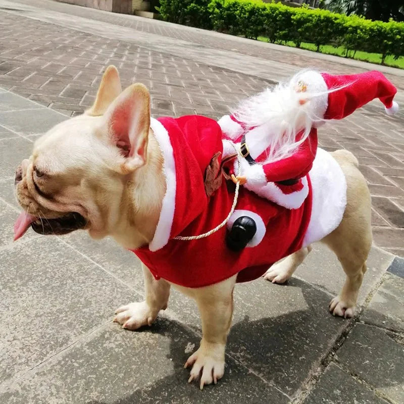 Santa Claus Dog Costume in Soft Fabric | Festive Christmas Outfit for Your Pet | Warm Xmas Clothing for Holiday Photos