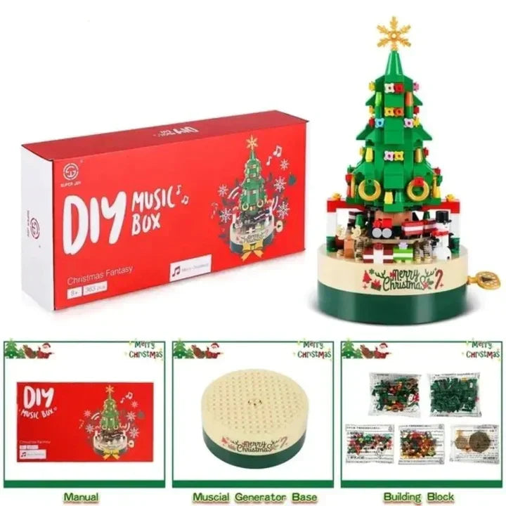 Christmas Music Box Building Set Shaped as a Tree | Plays a Classic Merry Melody | Festive Construction Toy for Kids