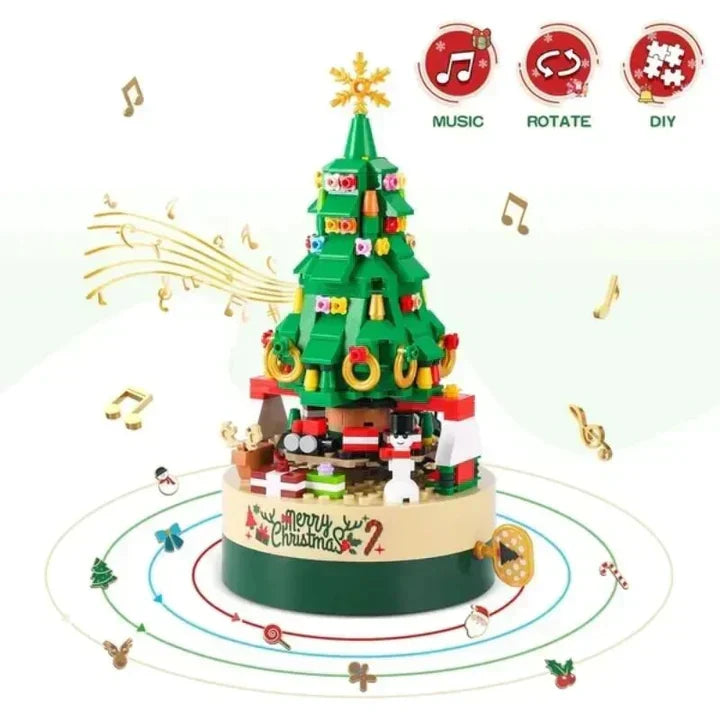 Christmas Music Box Building Set Shaped as a Tree | Plays a Classic Merry Melody | Festive Construction Toy for Kids