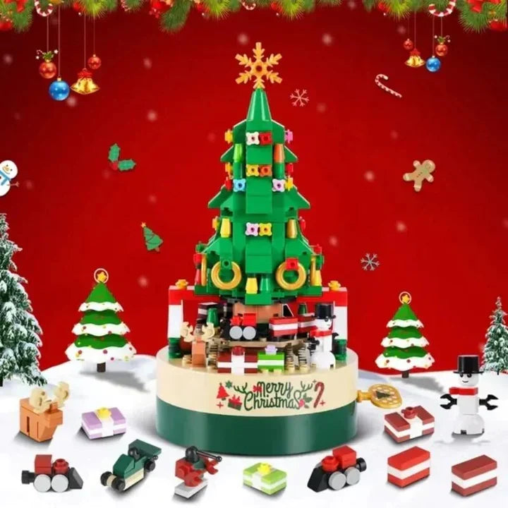 Christmas Music Box Building Set Shaped as a Tree | Plays a Classic Merry Melody | Festive Construction Toy for Kids