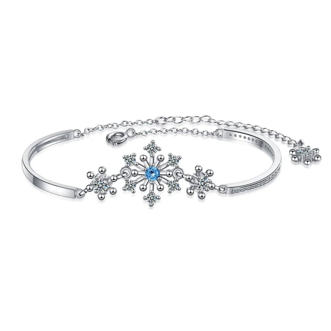 Christmas Snowflake Bracelet with Cubic Zirconia | Sparkling Festive Jewelry for Holiday Parties | Adjustable Clasp