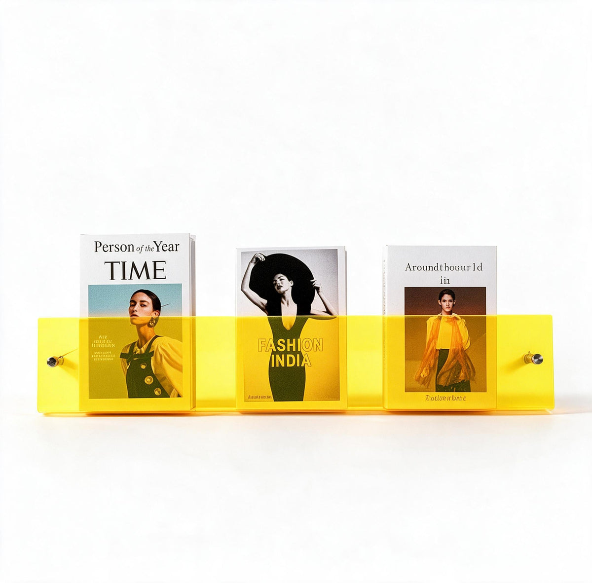 Acrylic Magazine Rack in Three Lengths | Wall Shelves for Living Room, Office or Waiting Area | Ten Transparent Shades