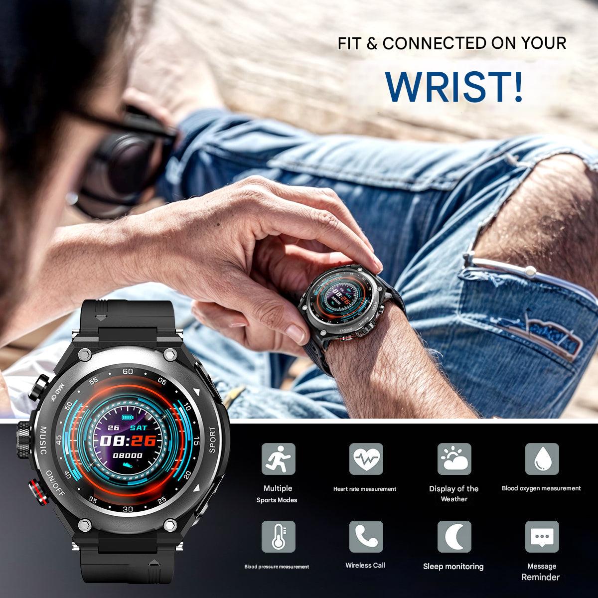 Smart Watch with Wireless Earbuds Docked in the Strap | Bluetooth Calling and Room for 100 Songs | 2 Colors