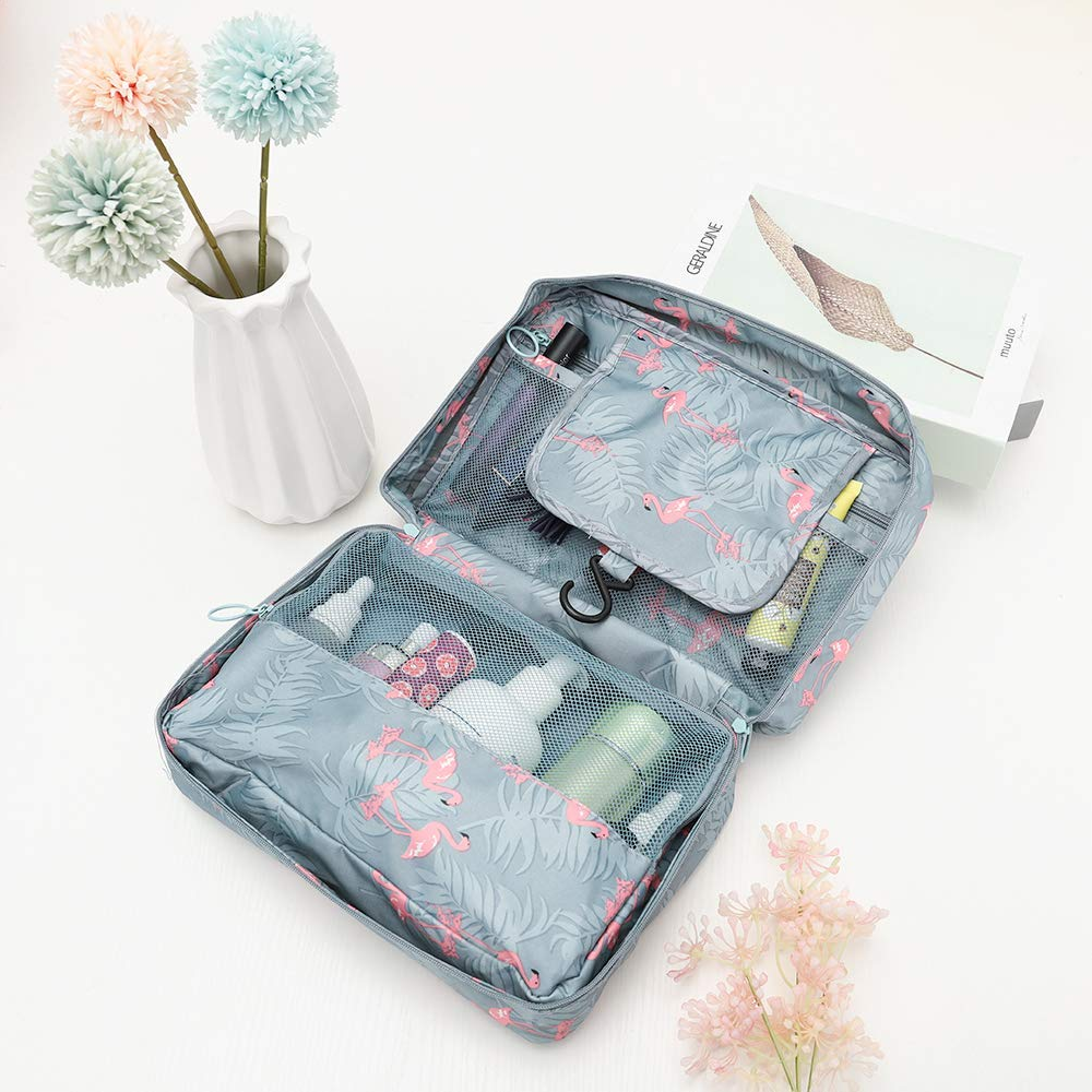 Hanging Travel Bags for Makeup and Toiletries | Water Repellent Organizer with Hook | 14 Prints and Colors