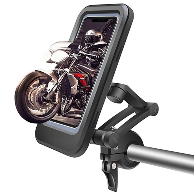Waterproof Bike Phone Mount with Touch Through Case | Fits 4.5 to 6.8 Inch Screens on 22 to 28.5 mm Bars | Power Bank Option