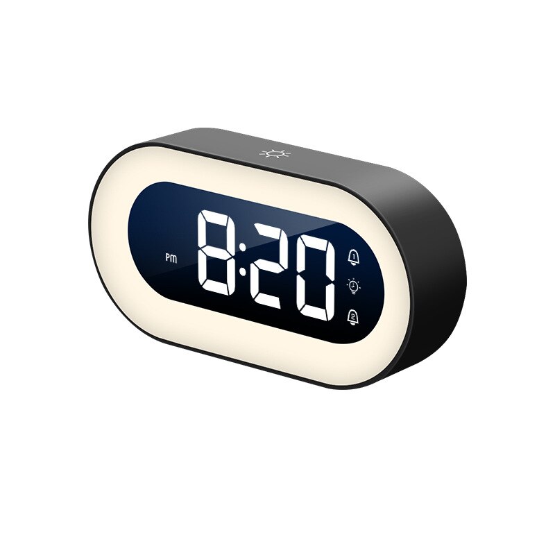 Digital Alarm Clock with Dimmable Nightlight and Nature Sounds | USB-C Rechargeable LED Display | 2 Colors