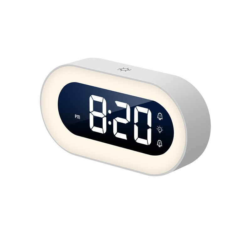 Digital Alarm Clock with Dimmable Nightlight and Nature Sounds | USB-C Rechargeable LED Display | 2 Colors