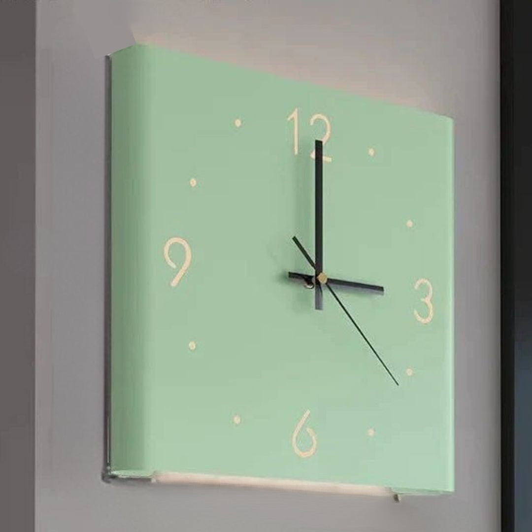 Square Iron Wall Clock with Illuminated Cut-Out Numerals | Silent Movement on Battery Power | 3 Colors