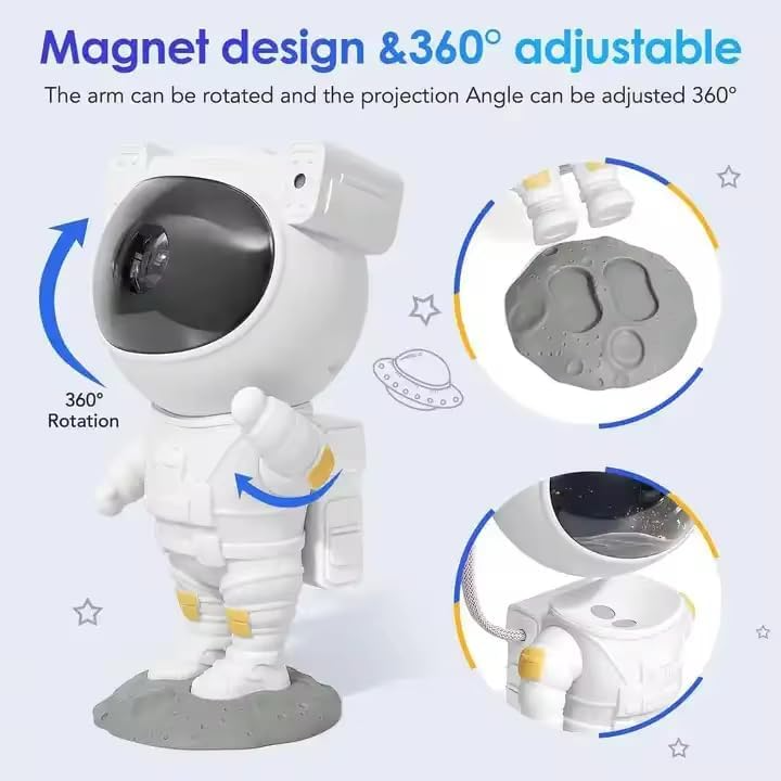 Astronaut Galaxy Projector Night Light for Bedrooms | Nebula and Star Projection, USB Rechargeable | Movable Arms