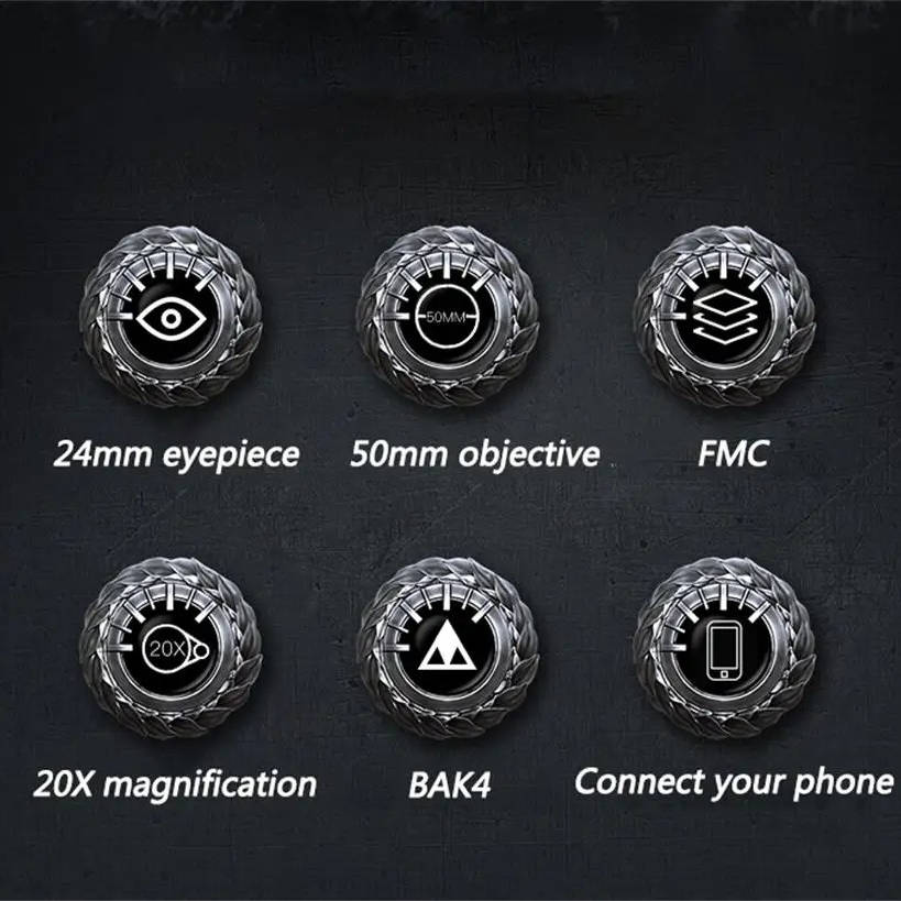 20x50 Long Range Binoculars with BAK4 Prisms | Tripod Thread, Phone Adapter Mount | IPX4 Splash Resistant