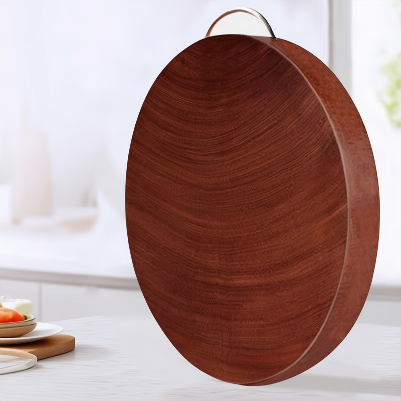 Round End Grain Cutting Board in Ironwood | Steel Hoop or Carry Handle | 11 Diameters from 9.4 to 18.9 in