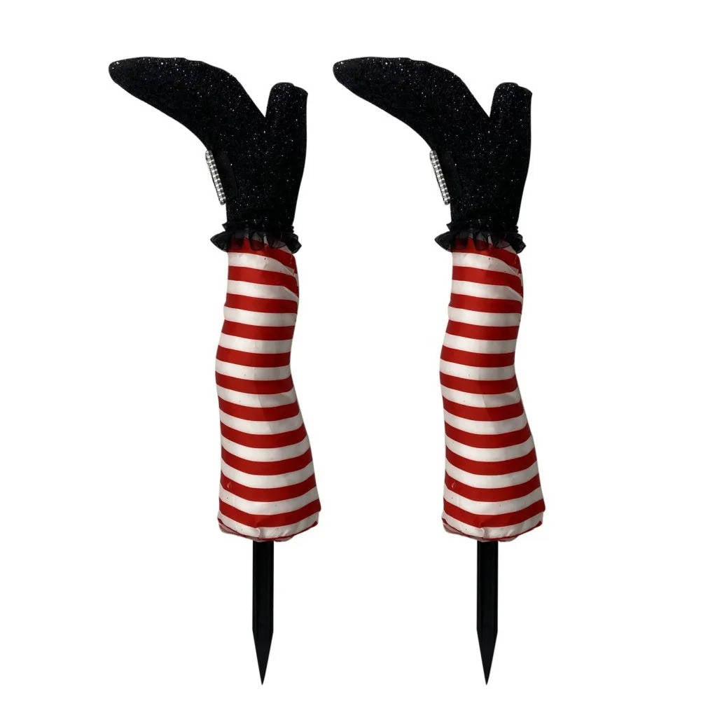 Witch Legs Halloween Yard Stake | Striped Stockings And Pointed Shoes In 5 Colors | Weather Resistant, No Tools