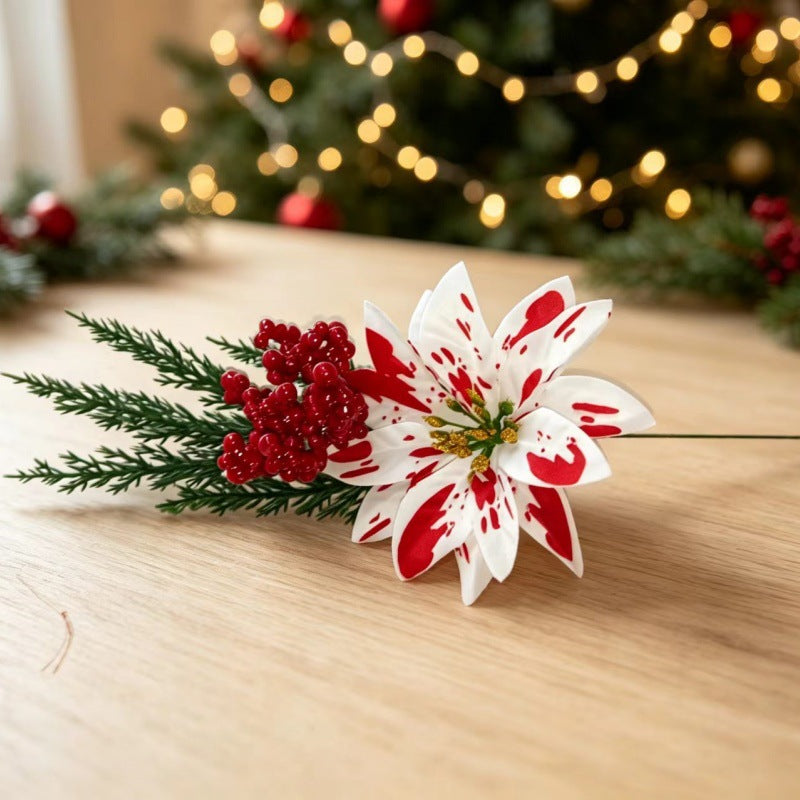 Mini Christmas Tree Arrangement in a Vase, 8 in Tall | Plastic and Wood Build for Desks and Shelves | Four Designs