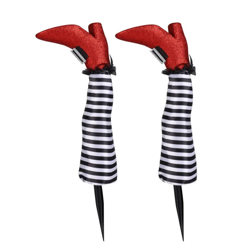Witch Legs Halloween Yard Stake | Striped Stockings And Pointed Shoes In 5 Colors | Weather Resistant, No Tools