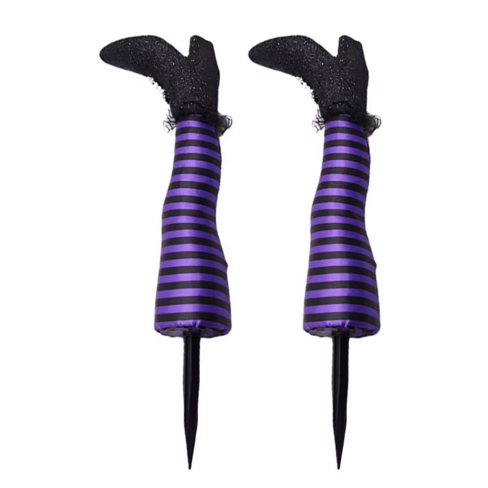 Witch Legs Halloween Yard Stake | Striped Stockings And Pointed Shoes In 5 Colors | Weather Resistant, No Tools