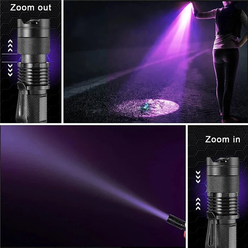 UV Light Flashlight for Pet Urine and Hidden Stains | Compact Body, Tail Cap Switch | Handheld Inspection Lamp for Home or Work
