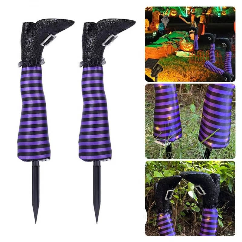 Witch Legs Halloween Yard Stake | Striped Stockings And Pointed Shoes In 5 Colors | Weather Resistant, No Tools