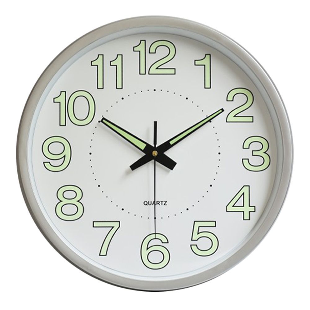 Quartz Wall Clock with Glow in the Dark Numerals | Silent Hands for Bedroom, Office and Hallway | 4 Colors