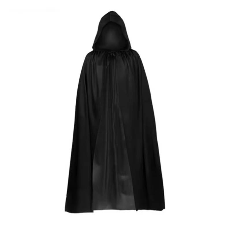 Hooded Horror Halloween Cape | Soft Polyester With Deep Drawstring Hood | Black Or Purple, 51 To 67 In Lengths