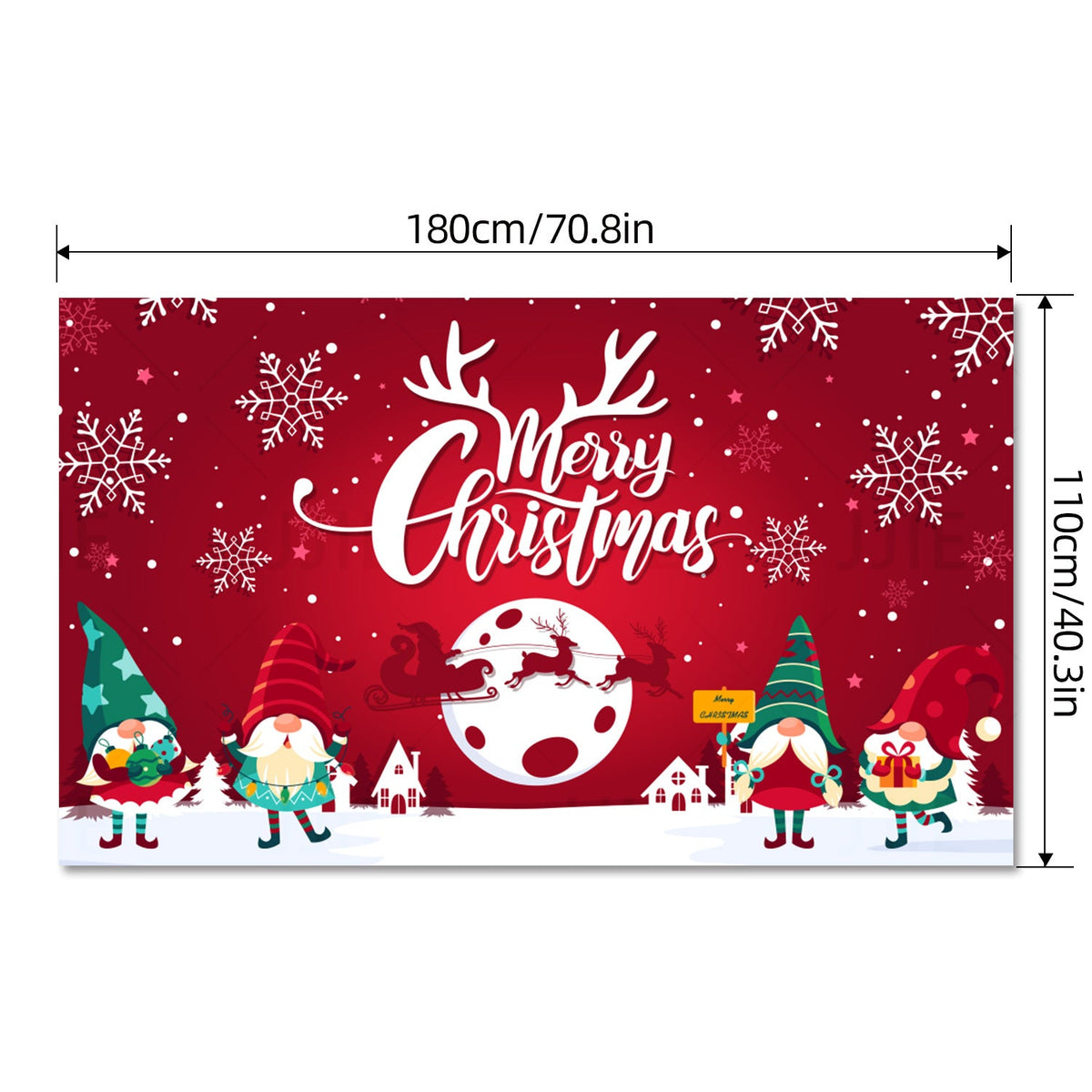 Christmas Wall Art on Canvas with a Family Motif | Festive Xmas Tapestry in 110 x 180 cm | Holiday Decor in Several Designs