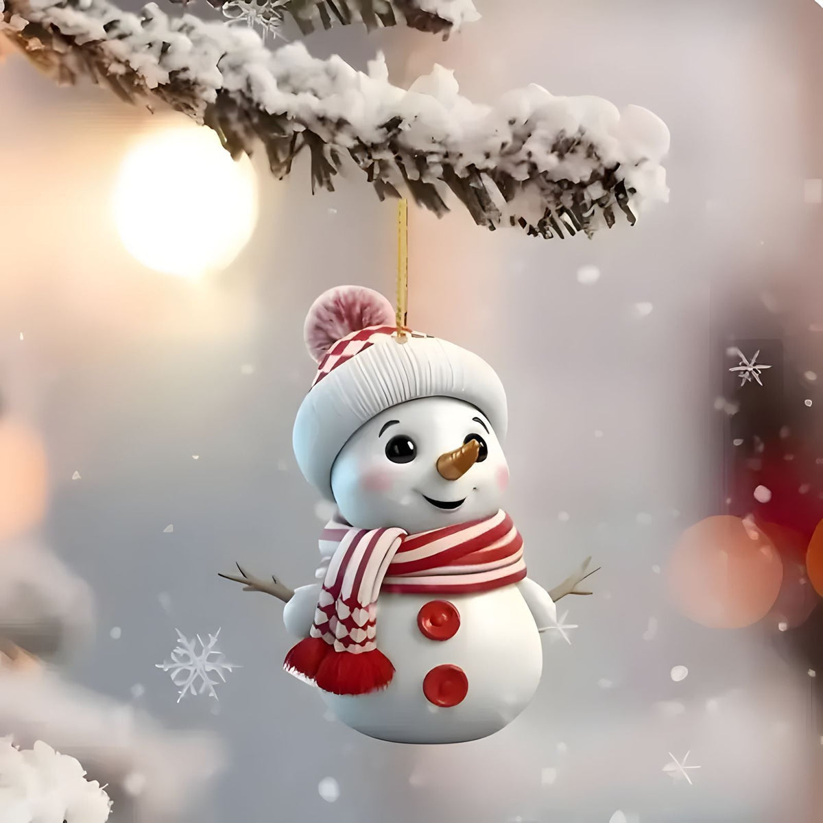 Wooden Christmas Tree Ornaments with Assorted Motifs | Six Xmas Designs from Snowmen to Festive Figures | Holiday Decorations