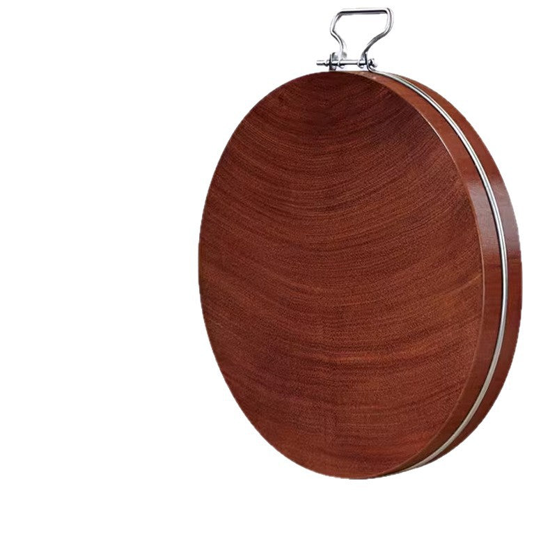 Round End Grain Cutting Board in Ironwood | Steel Hoop or Carry Handle | 11 Diameters from 9.4 to 18.9 in