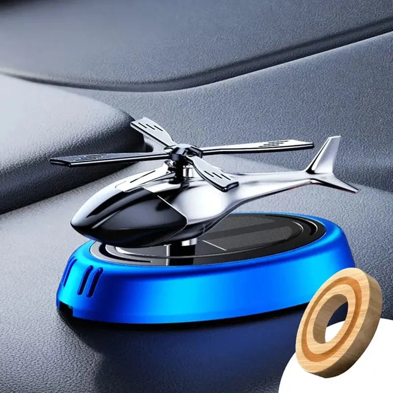Solar Helicopter Car Air Freshener That Turns in Daylight | Aluminum Alloy Dashboard Decoration, No Charging | Three Colors